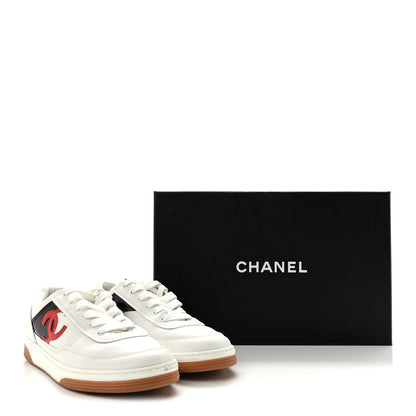 Chanel Calfskin Patent Womens CC Sneakers 40.5 White Black Red 13 of 13