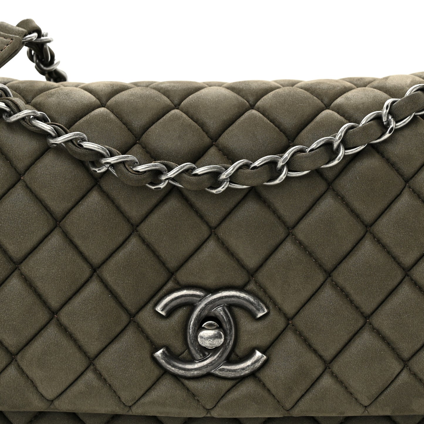 Iridescent Calfskin Quilted Small New Bubble Flap Brown