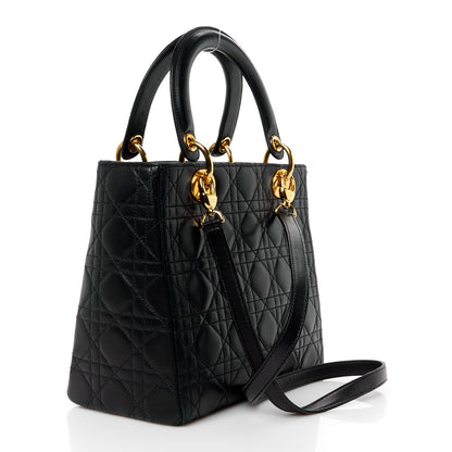 Christian Dior Lambskin Cannage Medium Lady Dior Black 3 of 14