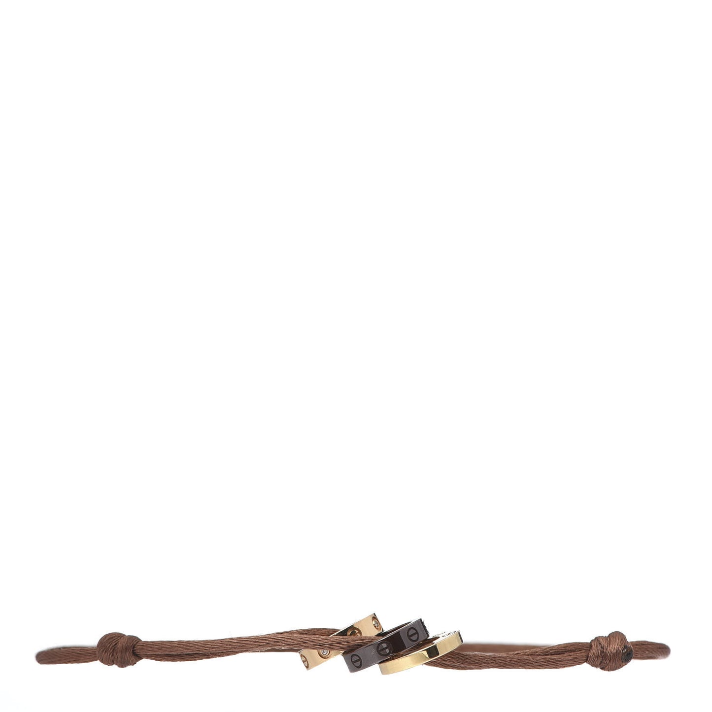 18K Pink Yellow Gold Ceramic Diamond LOVE Cord Bracelet Brown