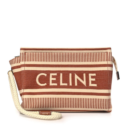 Celine Textile Striped Logo Thais Pouch Sienna 1 of 10