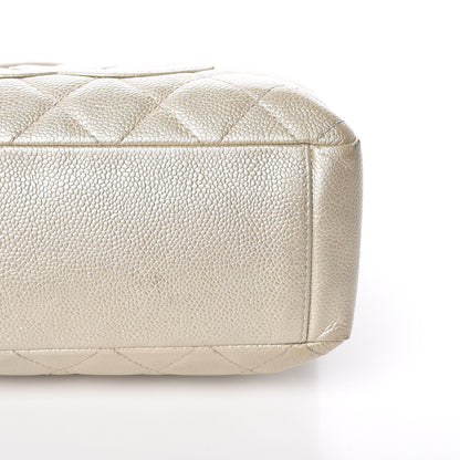 Chanel Metallic Caviar Quilted Petit Shopping Tote PST Pearl 19 of 34