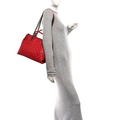 Chanel Shiny Sheepskin Quilted Medium Shopping Tote Red 2 of 10