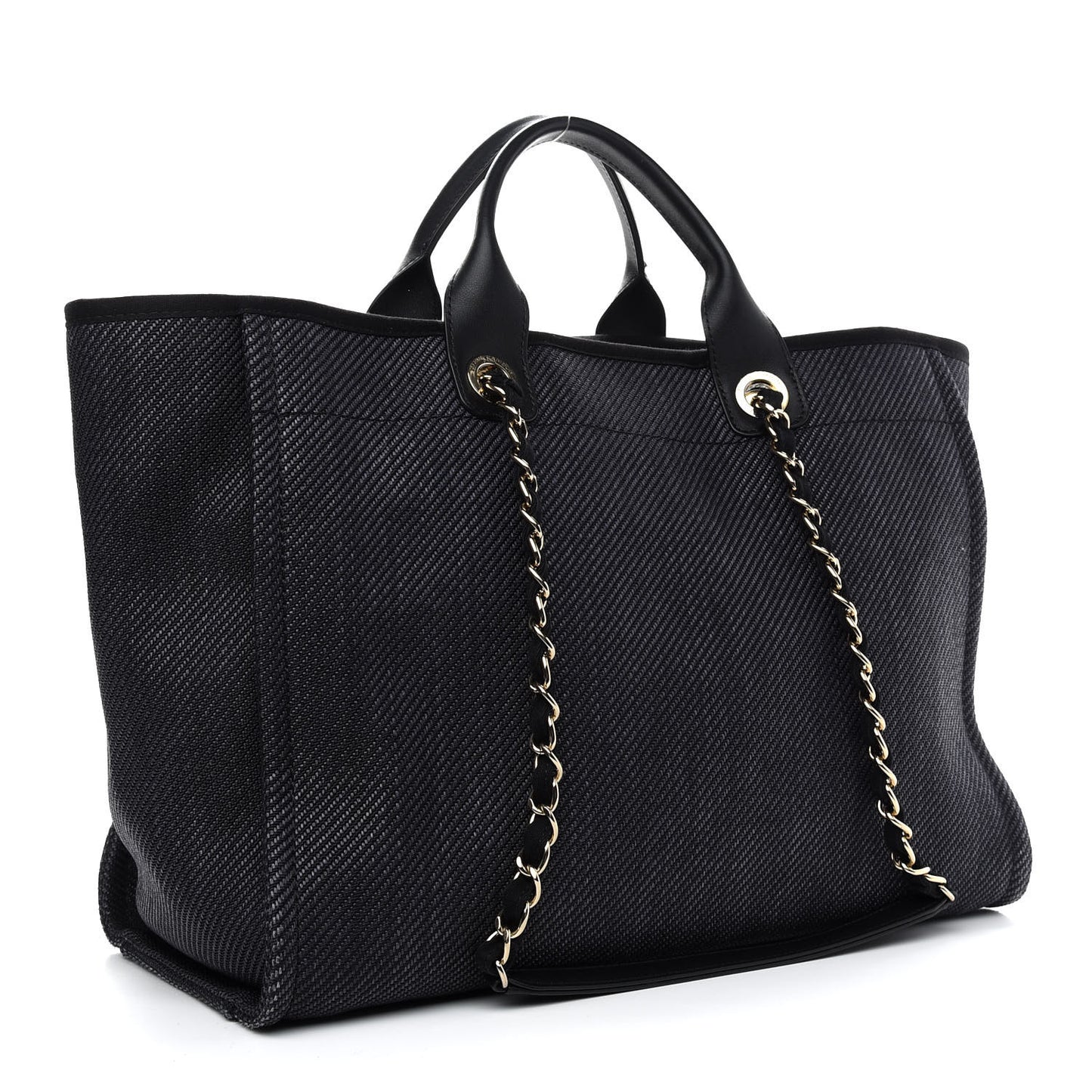 Mixed Fibers Calfskin Medium Deauville Tote Black