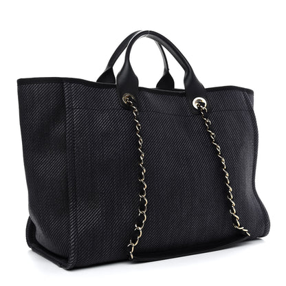 Chanel Mixed Fibers Calfskin Medium Deauville Tote Black 3 of 9