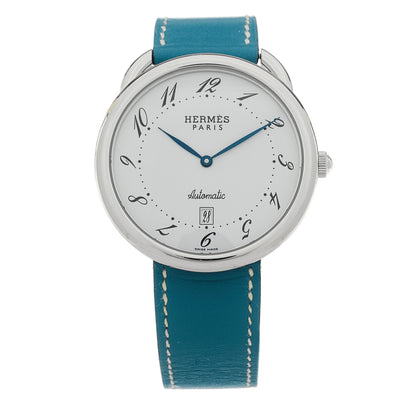 Hermes Stainless Steel Swift 41mm Arceau Automatic Watch Blue Jean 1 of 4