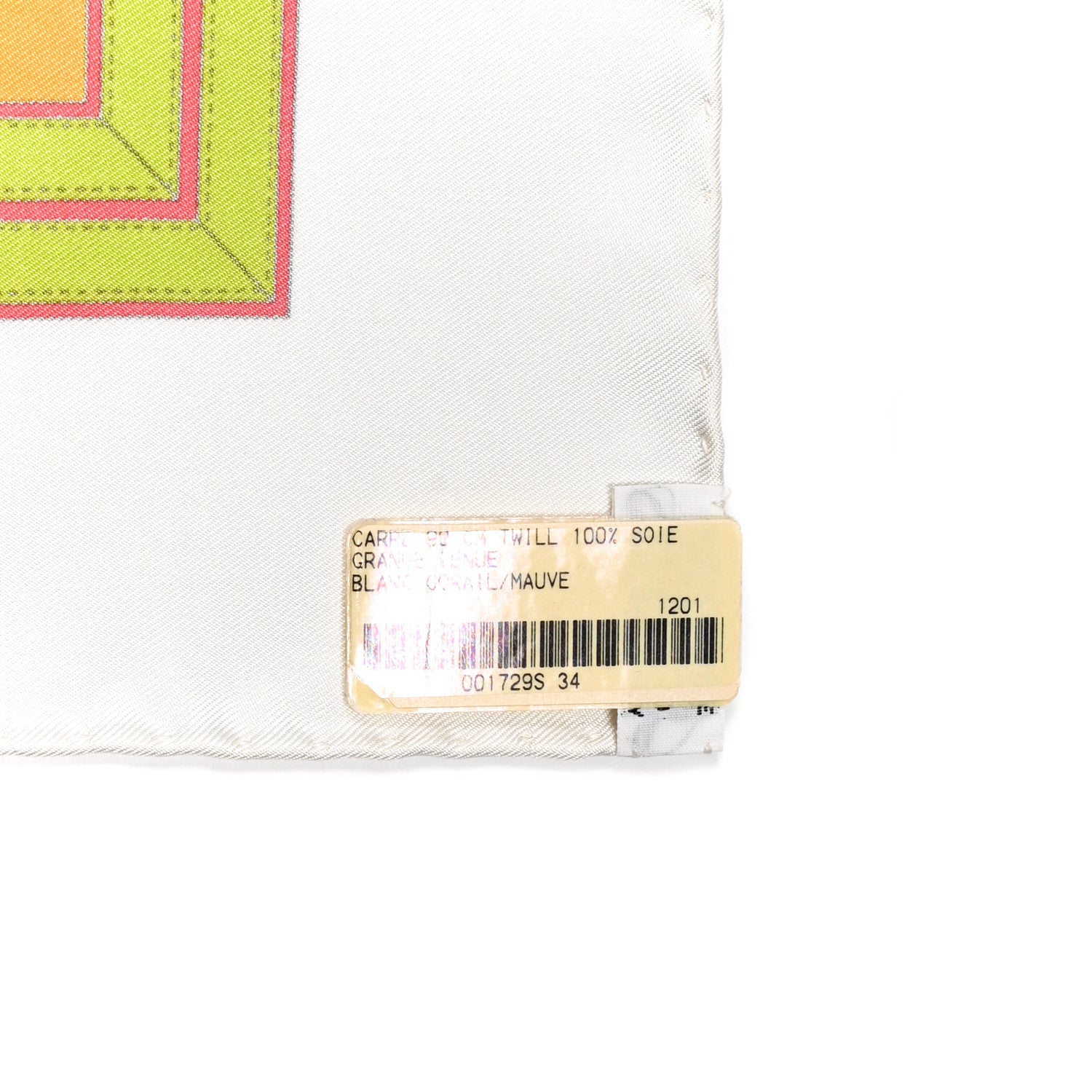 Hermes Silk Grande Tenue Scarf 90 Blanc Corail Mauve 3 of 6