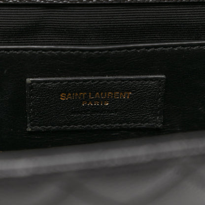 Saint Laurent Grain De Poudre Textured Mixed Matelasse Triquilt Medium Monogram Satchel Black 7 of 12