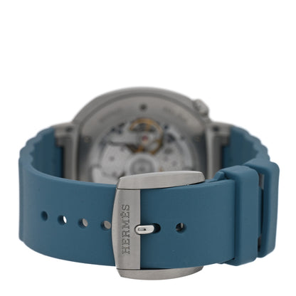 Hermes Stainless Steel Rubber Diamond Bezel 36mm Cut Automatic Watch Blue Jean 3 of 5