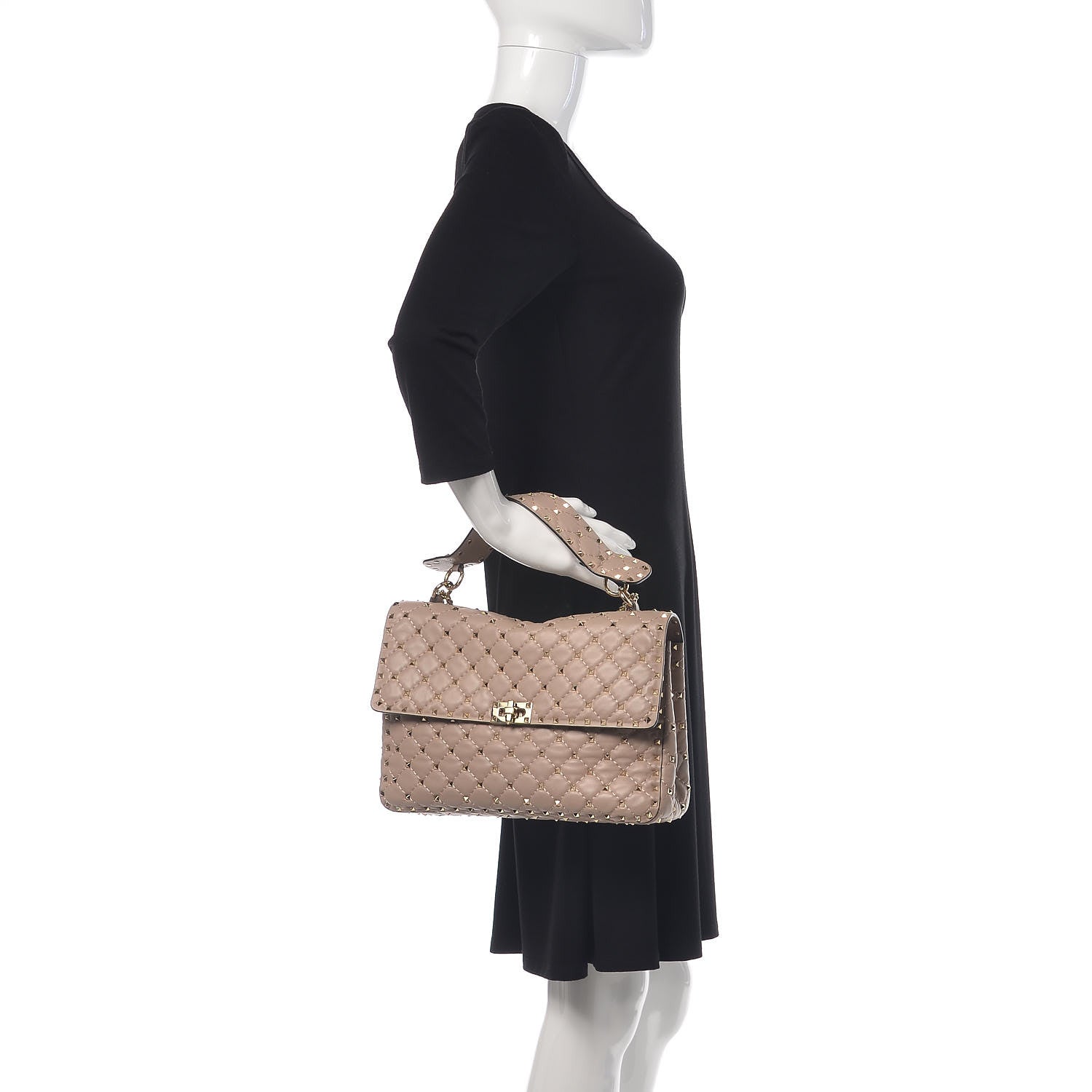 Valentino Garavani Nappa Large Rockstud Spike Shoulder Bag Poudre 3 of 14
