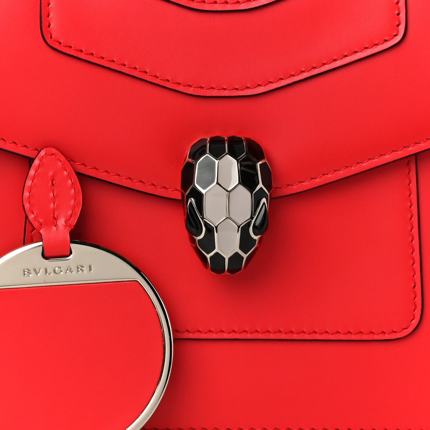 Calfskin Serpenti Forever Top Handle Red Milky Opal