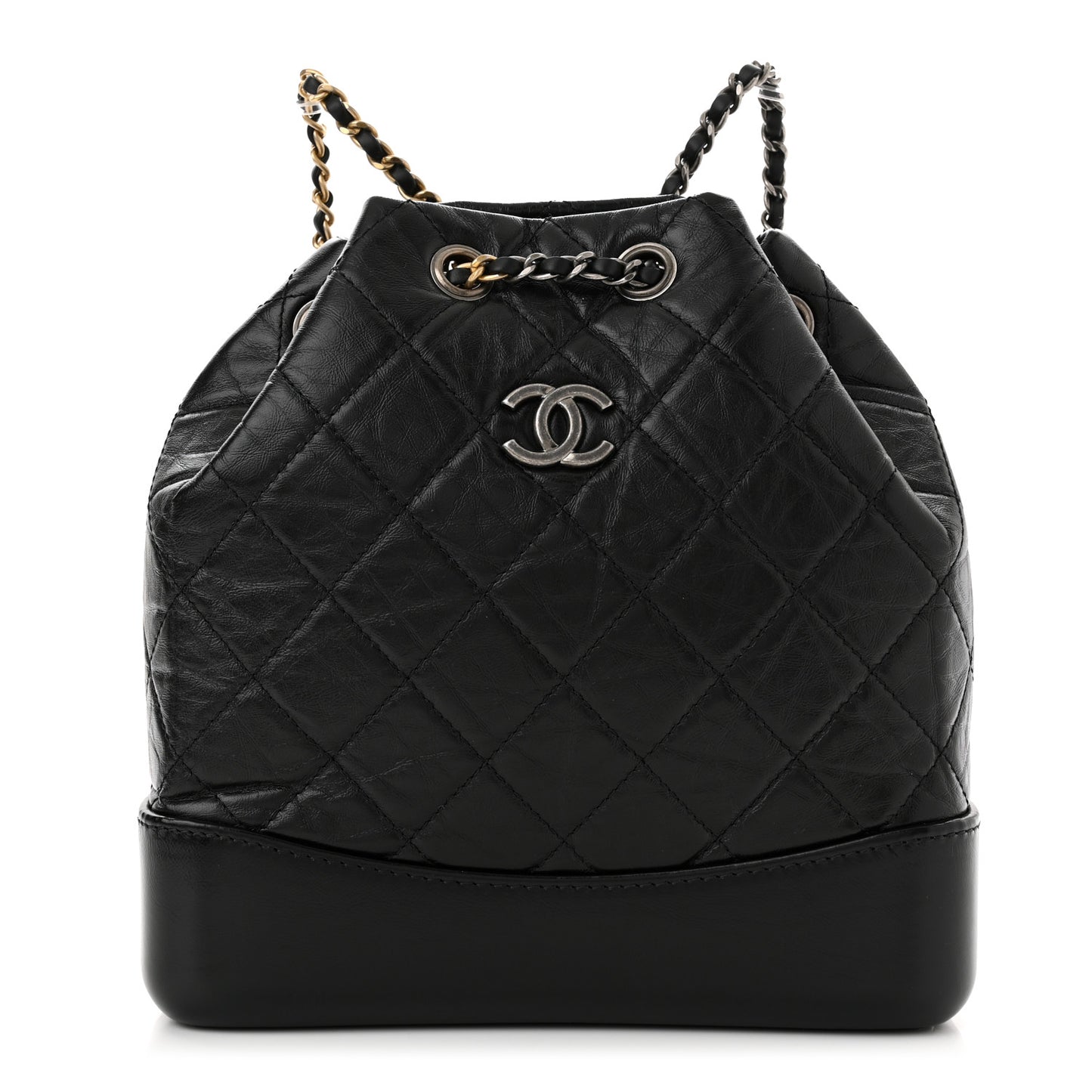 Aged Calfskin Quilted Small Gabrielle Backpack Black