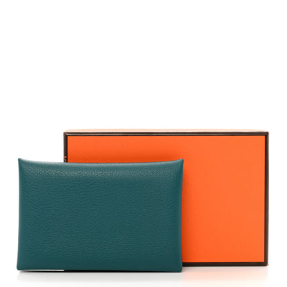 Hermes Evercolor Calvi Card Case Vert Bosphore 7 of 7