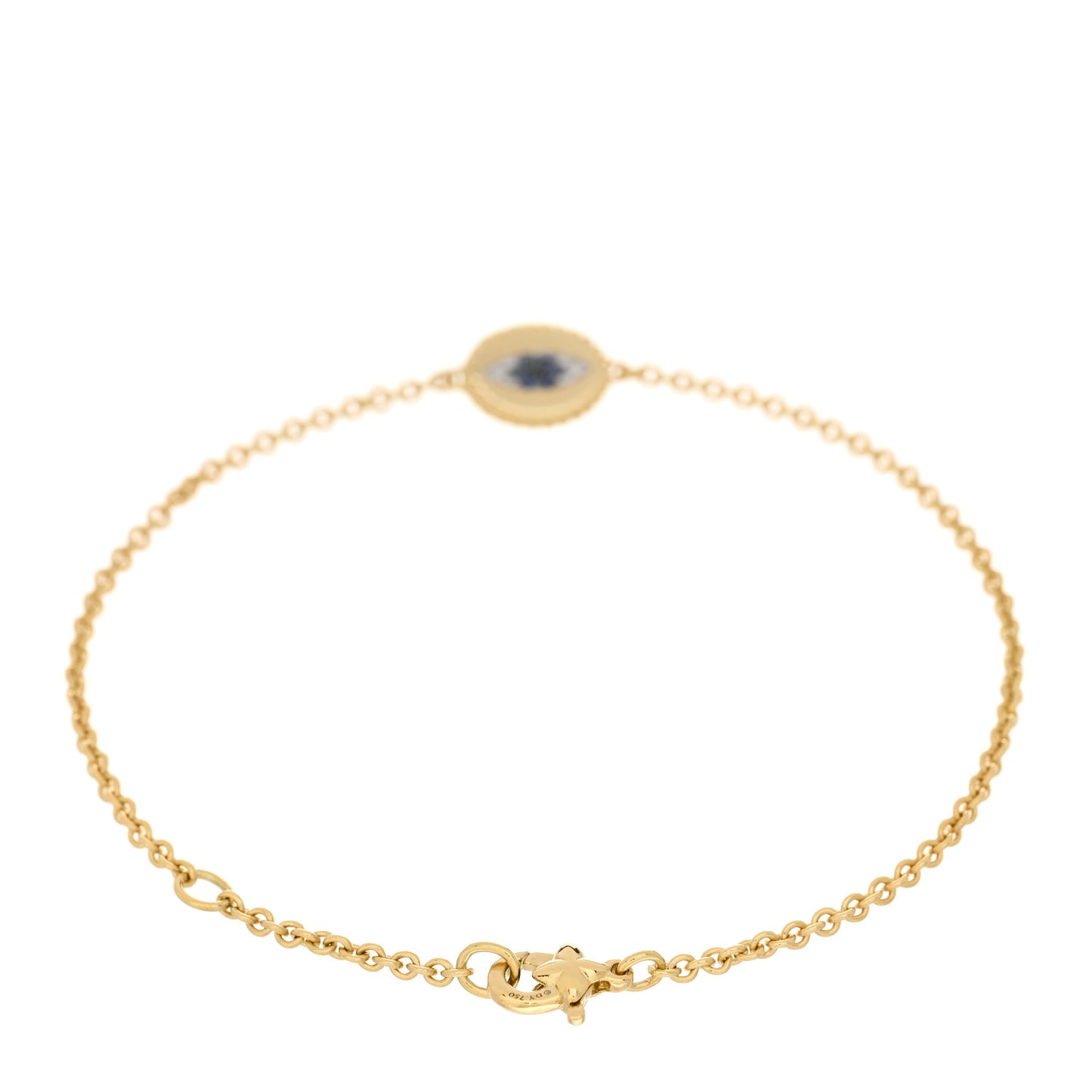 18K Yellow Gold Diamond Blue Sapphire Cable Collectibles Evil Eye Bracelet