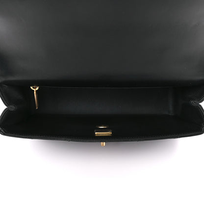 Chanel Lambskin Metal Quilted Twist Top Handle Flap With Chain Black 5 of 11