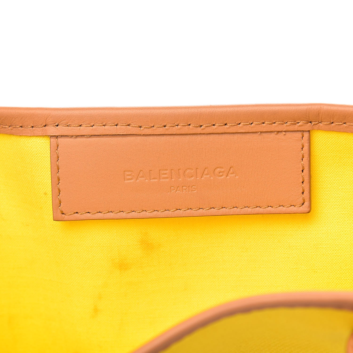 Balenciaga Cotton Canvas Calfskin Navy Cabas XS Yellow 7 of 14