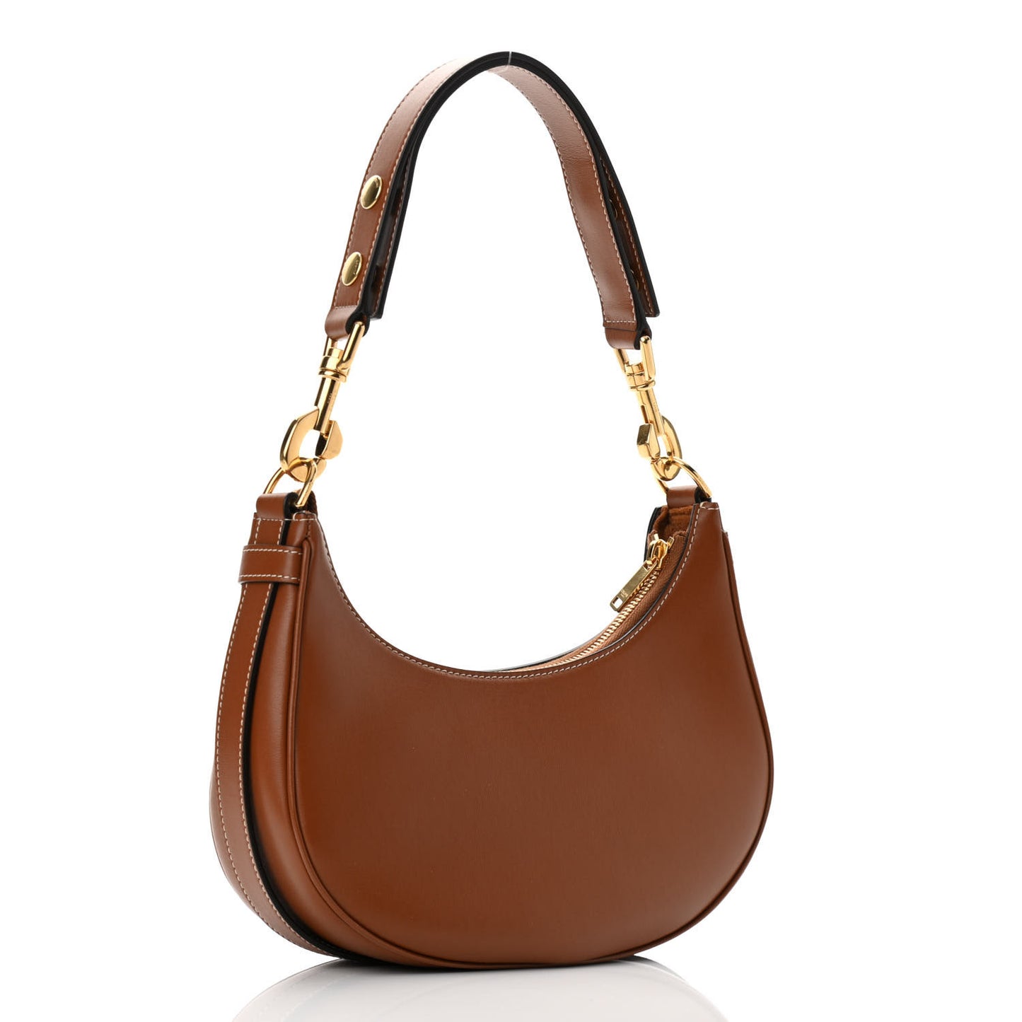 Smooth Calfskin Medium Strap Ava Shoulder Bag Tan
