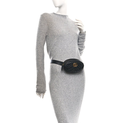Gucci Calfskin Matelasse GG Marmont Belt Bag 95 38 Black 2 of 10