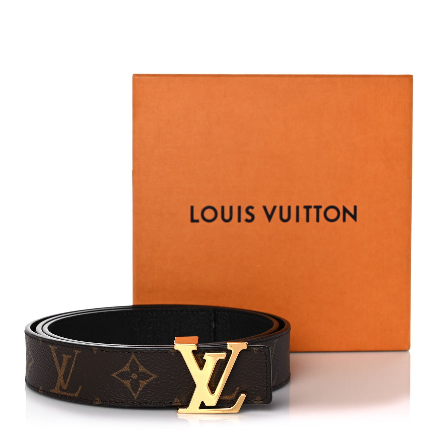 Calfskin Monogram 30mm LV Initiales Reversible Belt 95 38 Black