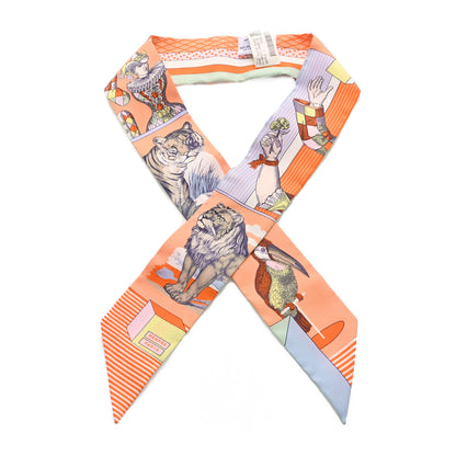 Hermes Silk Twilly Grand Theatre Nouveau Abricot Orange Jaune 1 of 4