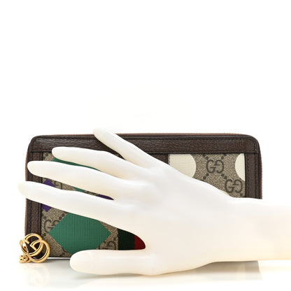 Gucci GG Supreme Monogram Web Geometric Ophidia Zip Around Wallet Beige Multicolor Brown Sugar 2 of 13
