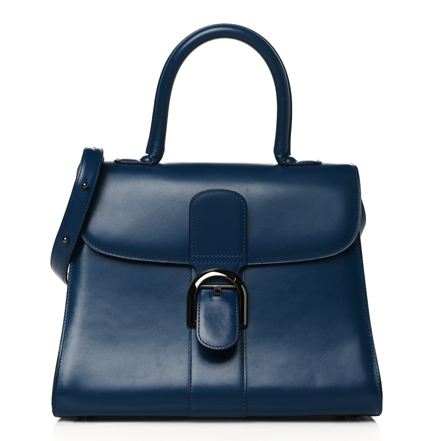 Delvaux Box Calfskin Brillant MM Satchel Blue De Prusse 1 of 9