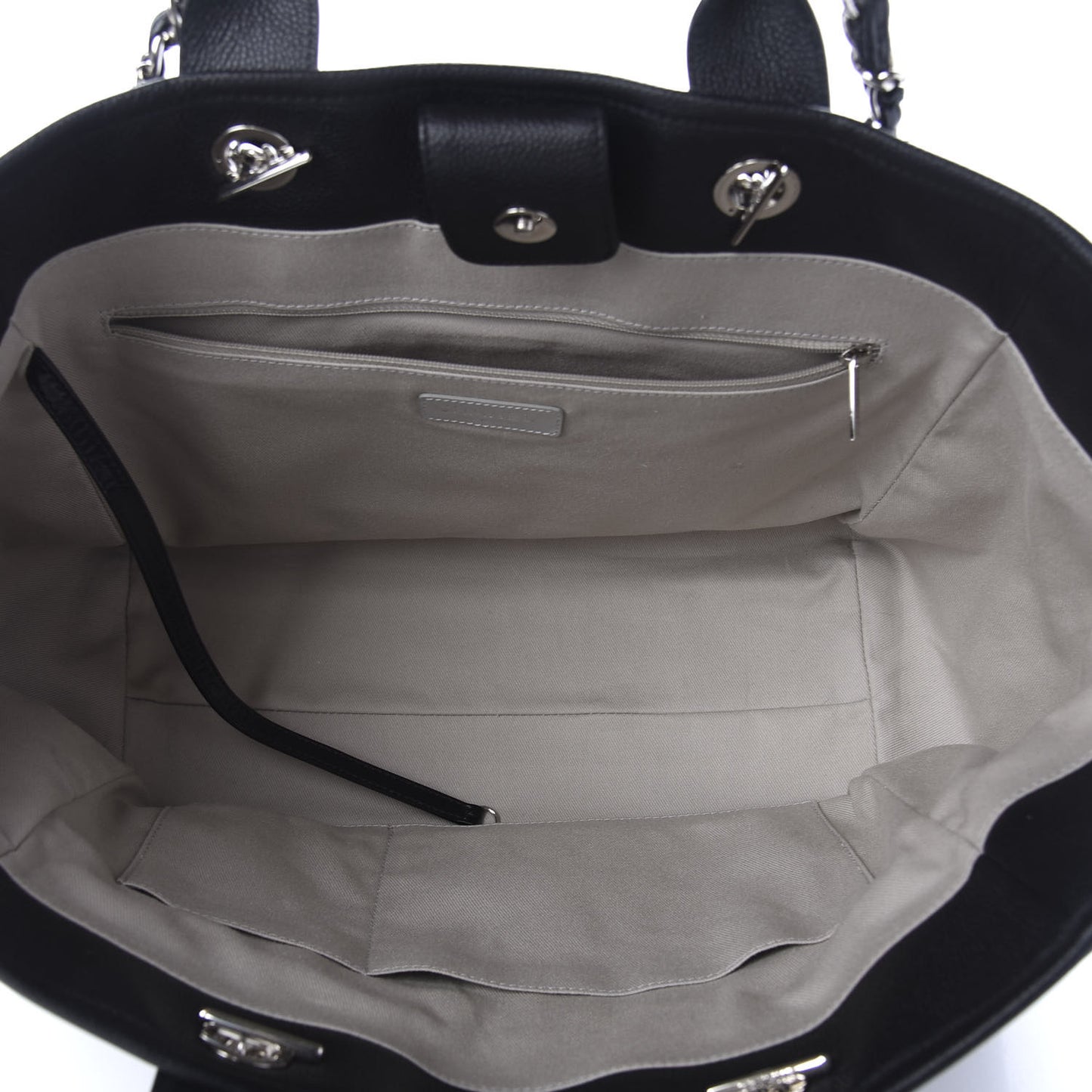 Glazed Calfskin Medium Deauville Tote Black