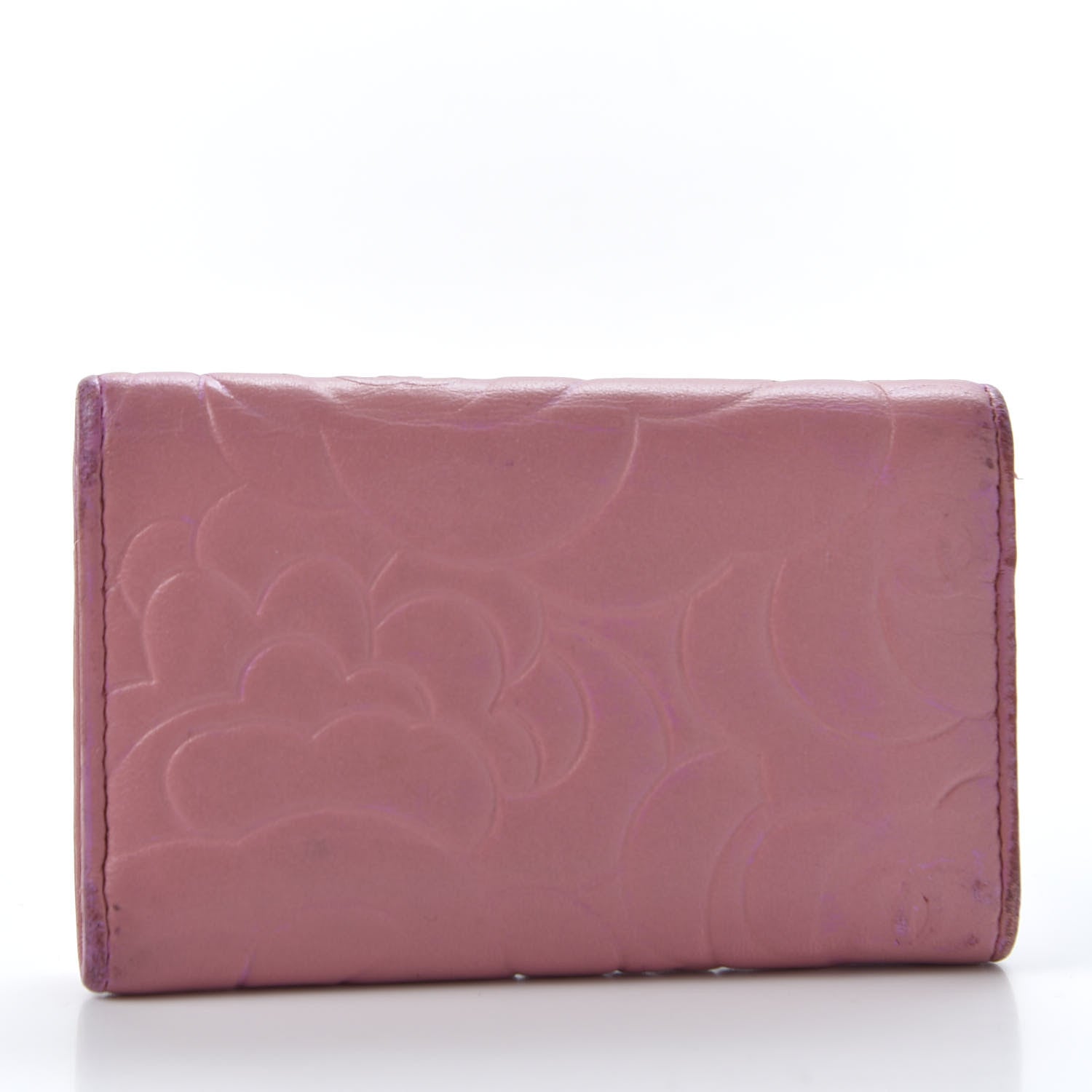 Chanel Metallic Lambskin Camellia Embossed Card Holder Pink 2 of 9