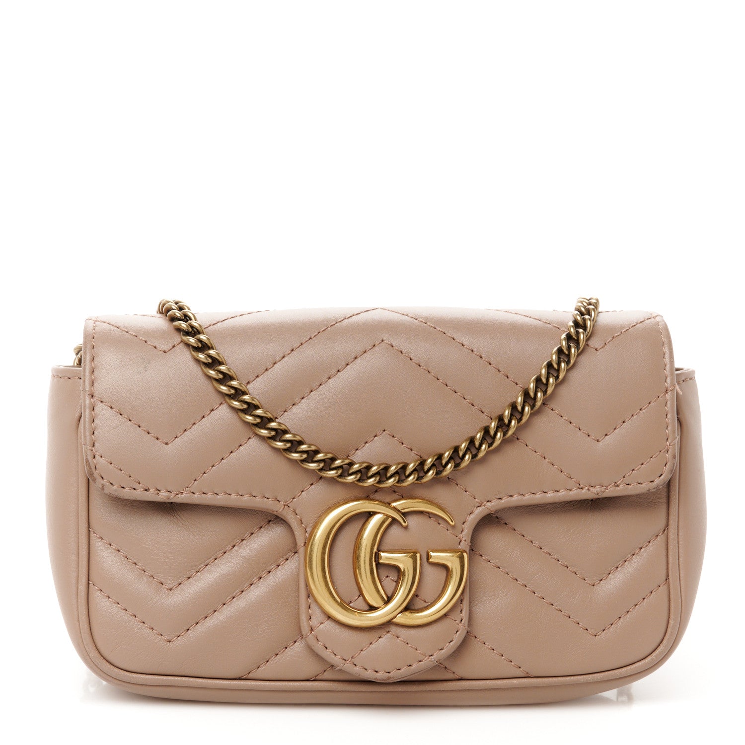 Gucci Calfskin Matelasse Super Mini GG Marmont Shoulder Bag Porcelain Rose 1 of 10