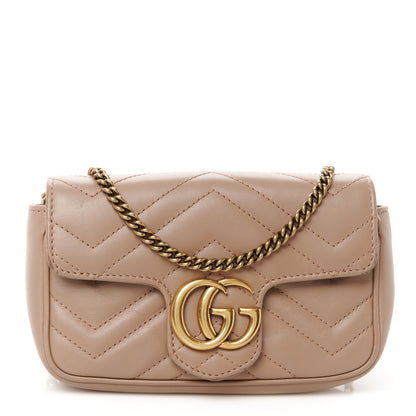 Gucci Calfskin Matelasse Super Mini GG Marmont Shoulder Bag Porcelain Rose 1 of 10