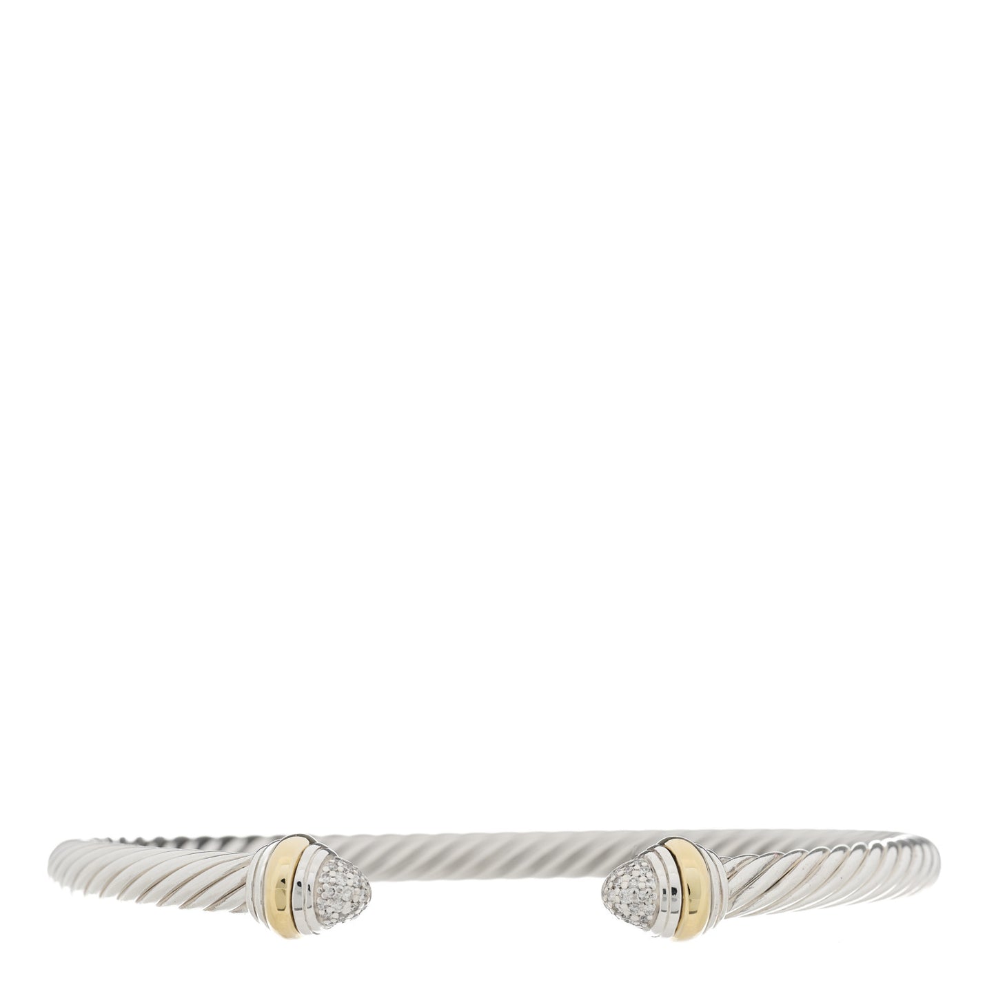 Sterling Silver 14K Yellow Gold Diamond 5mm Cable Classics Bracelet