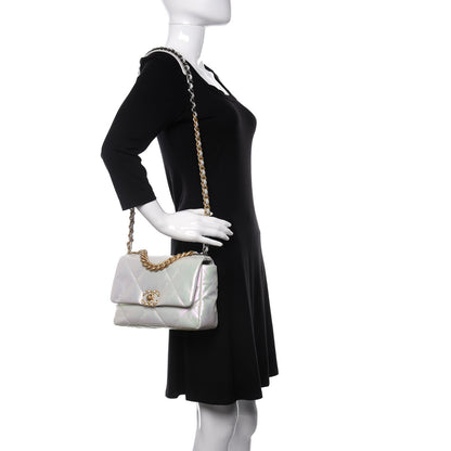 Chanel Iridescent Calfskin Quilted Medium 19 Flap White 2 of 10