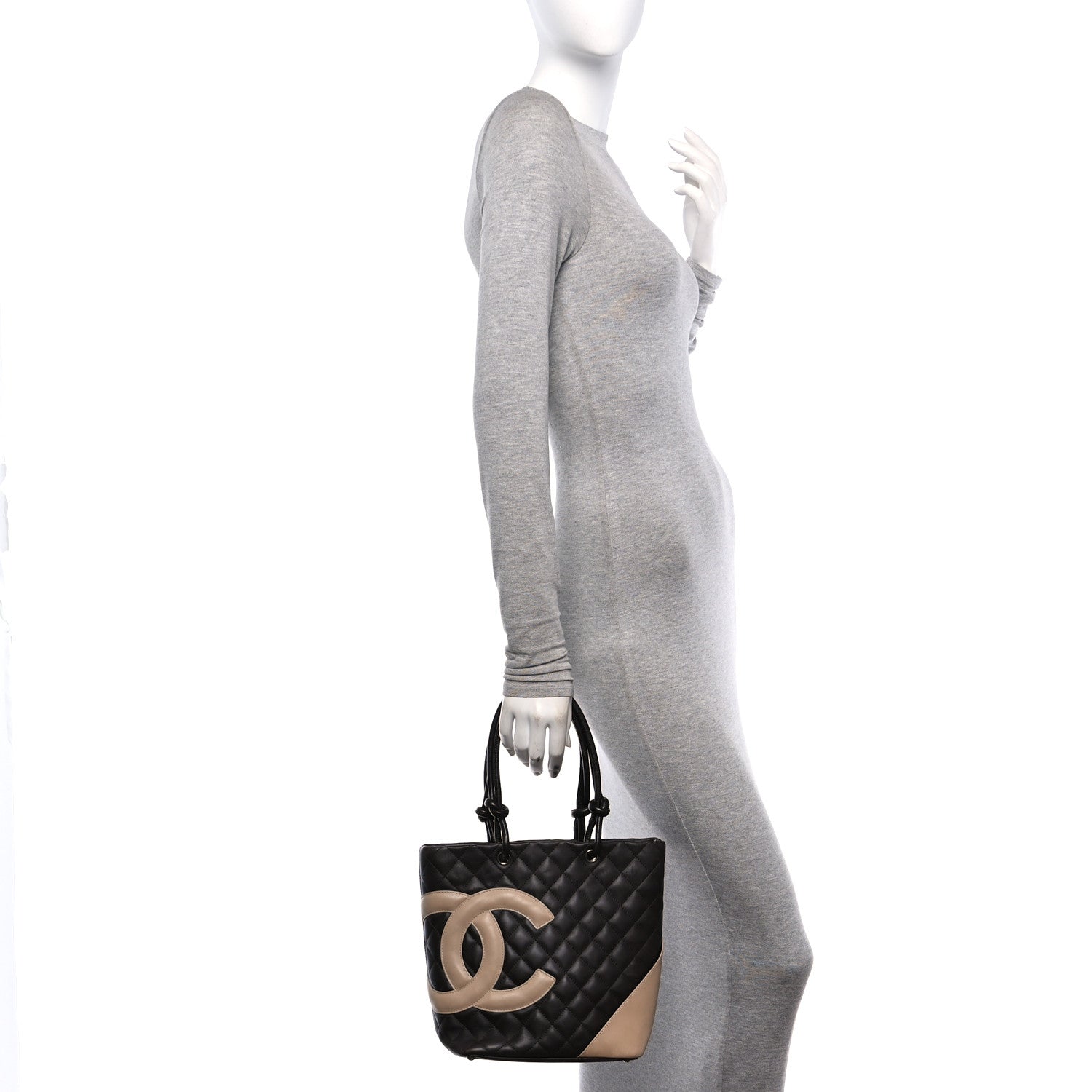 Chanel Calfskin Quilted Medium Cambon Tote Brown Beige 2 of 14