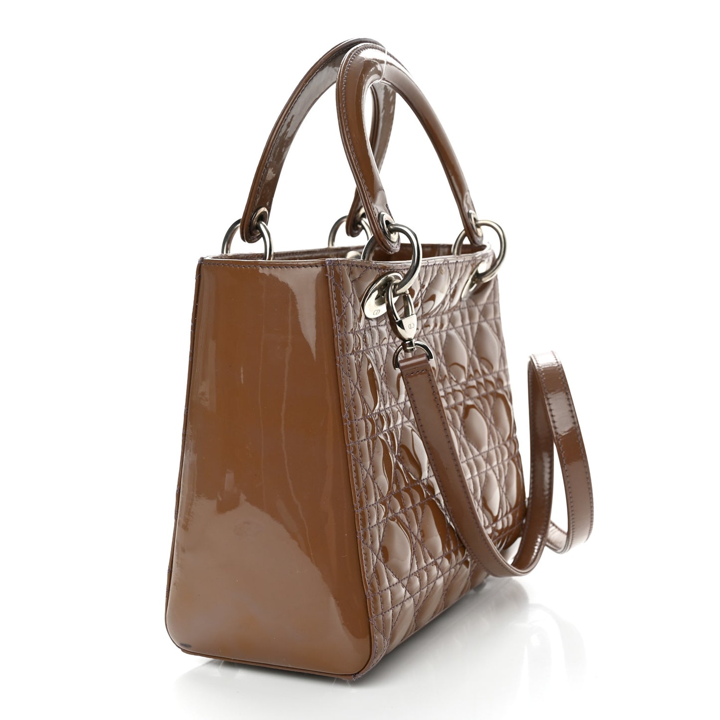 Patent Cannage Medium Lady Dior Brown