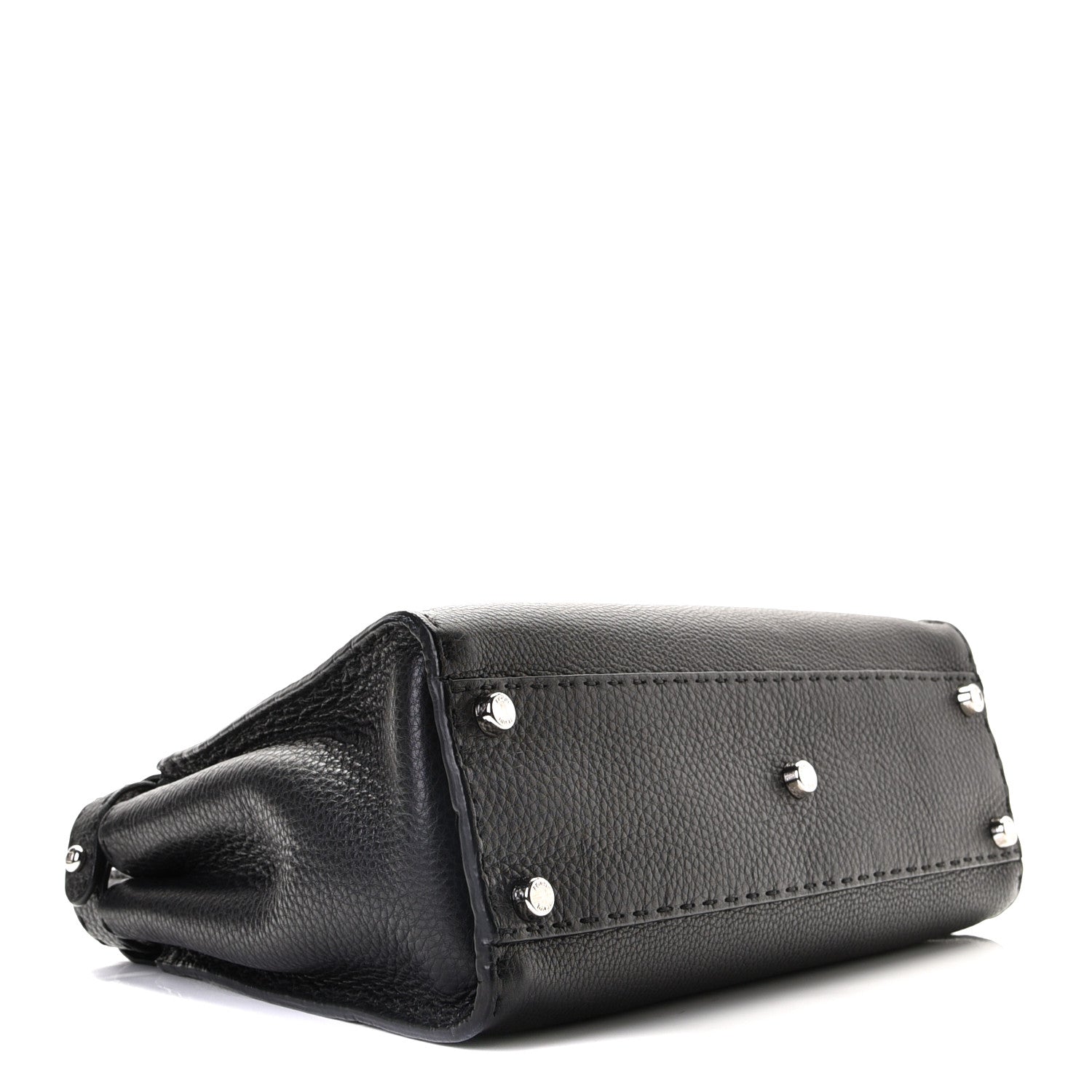 Fendi Cuoio Romano Selleria Bi-Color Medium Peekaboo Iconic Satchel Black Mou 3 of 8