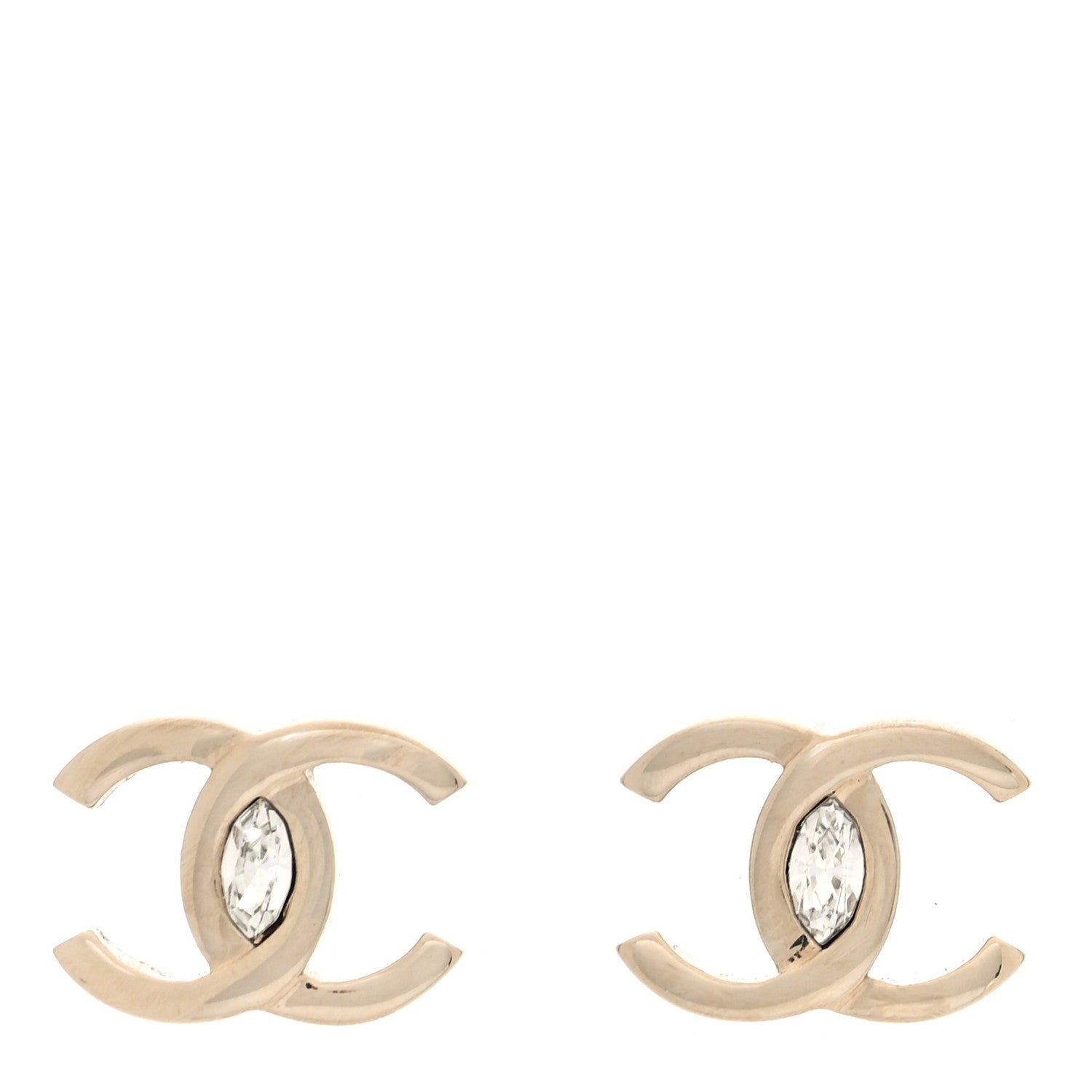 Chanel Metal Crystal CC Marquise Earrings Gold 1 of 5