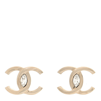 Chanel Metal Crystal CC Marquise Earrings Gold 1 of 5