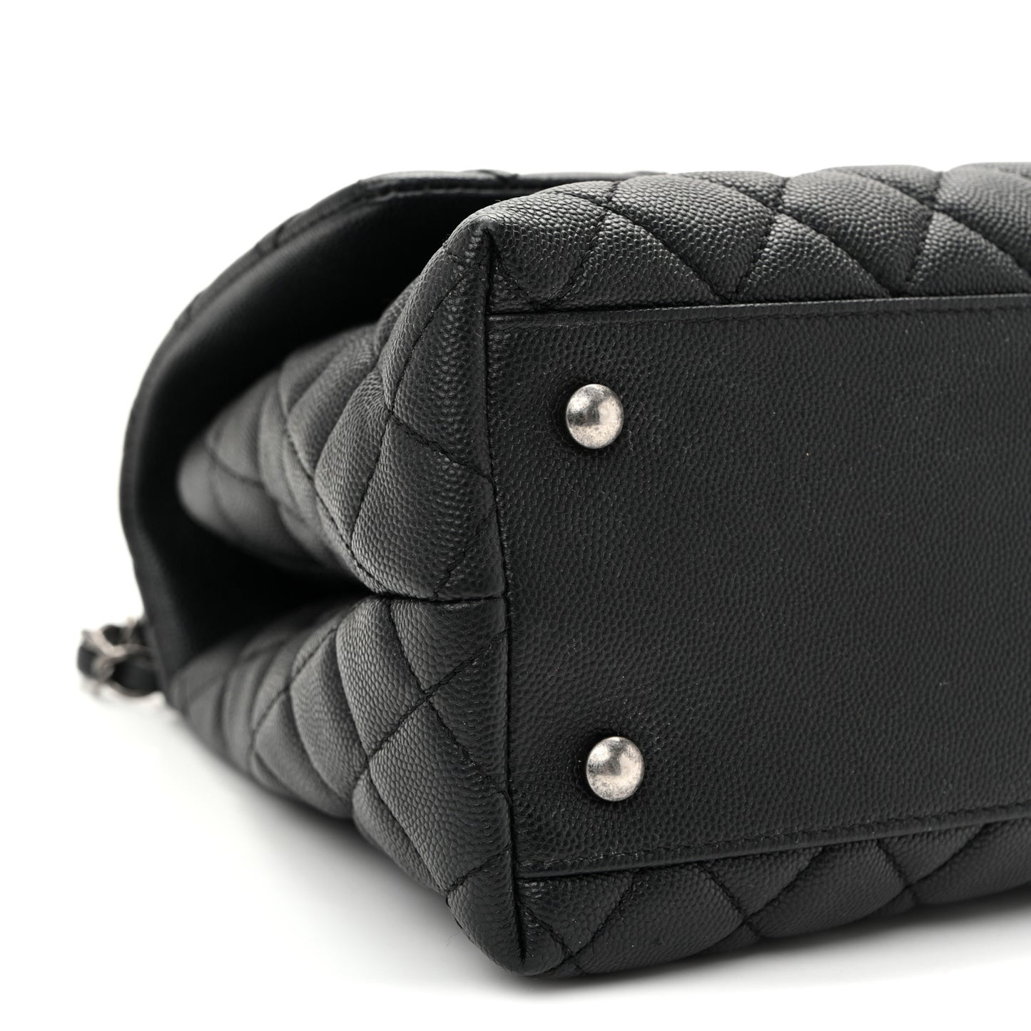 Caviar Quilted Small Coco Handle Flap Black
