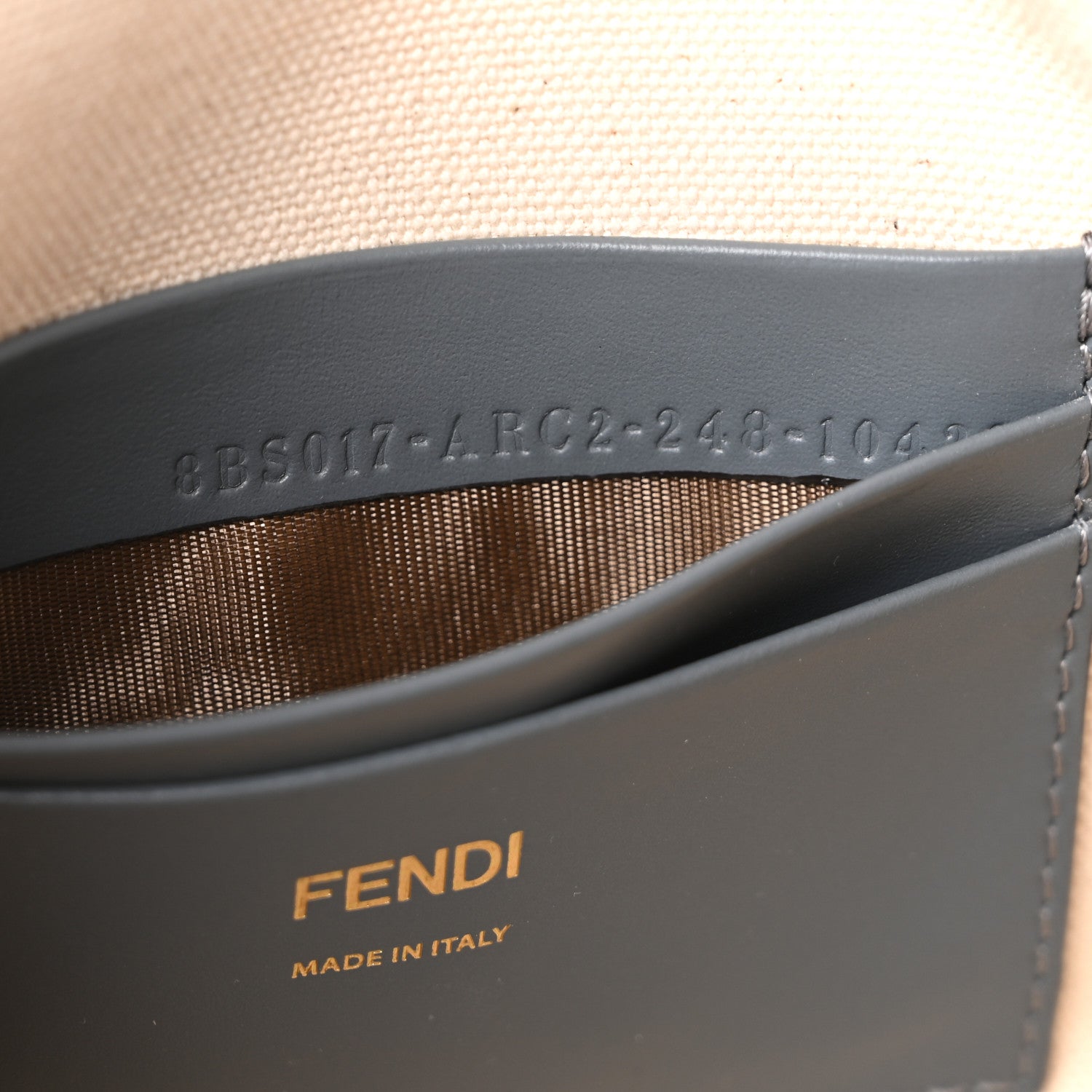 Fendi Canvas Vitello King Seta FF Embroidered Mini Baguette Anice Tortora 7 of 10