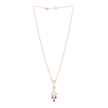 Bulgari 18K Rose Gold Diamond Pink Tourmaline Citrine Peridot Diva's Dream Pendant Necklace 3 of 6