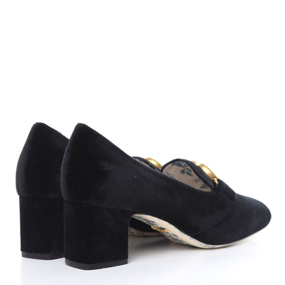 Gucci Softy Velvet GG Victoire 55mm Loafer Pumps 38.5 Black 4 of 8