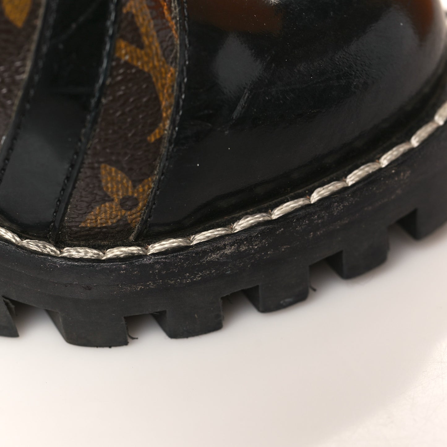 Patent Calfskin Monogram Star Trail Ankle Boots 37 Black