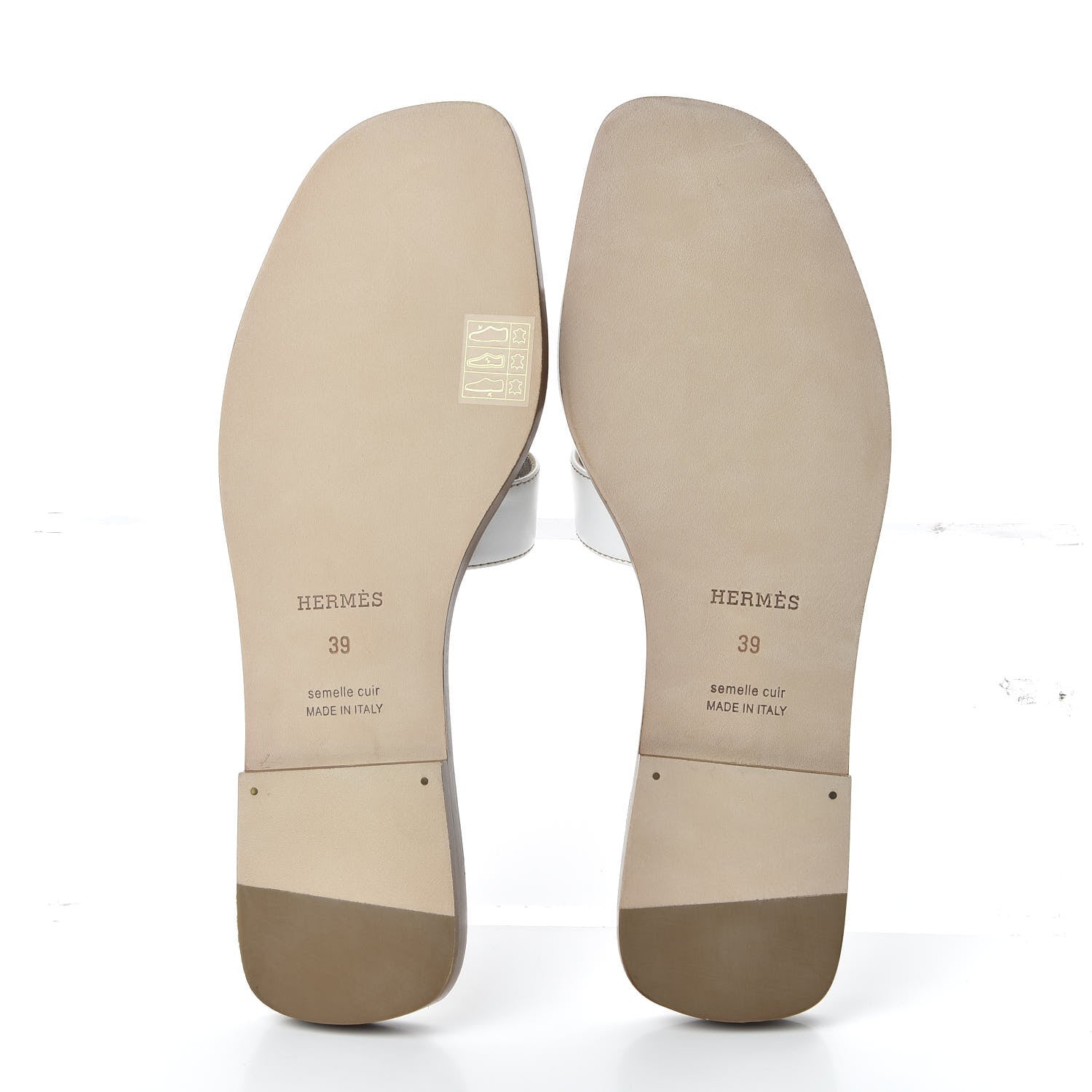 Hermes Box Calfskin Oran Sandals 39 White 5 of 9