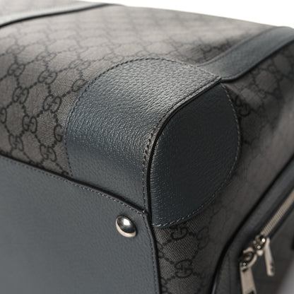 Gucci GG Supreme Monogram Textured Dollar Calfskin Large Savoy Duffle Bag Grey Black Graphite Grey 9 of 11