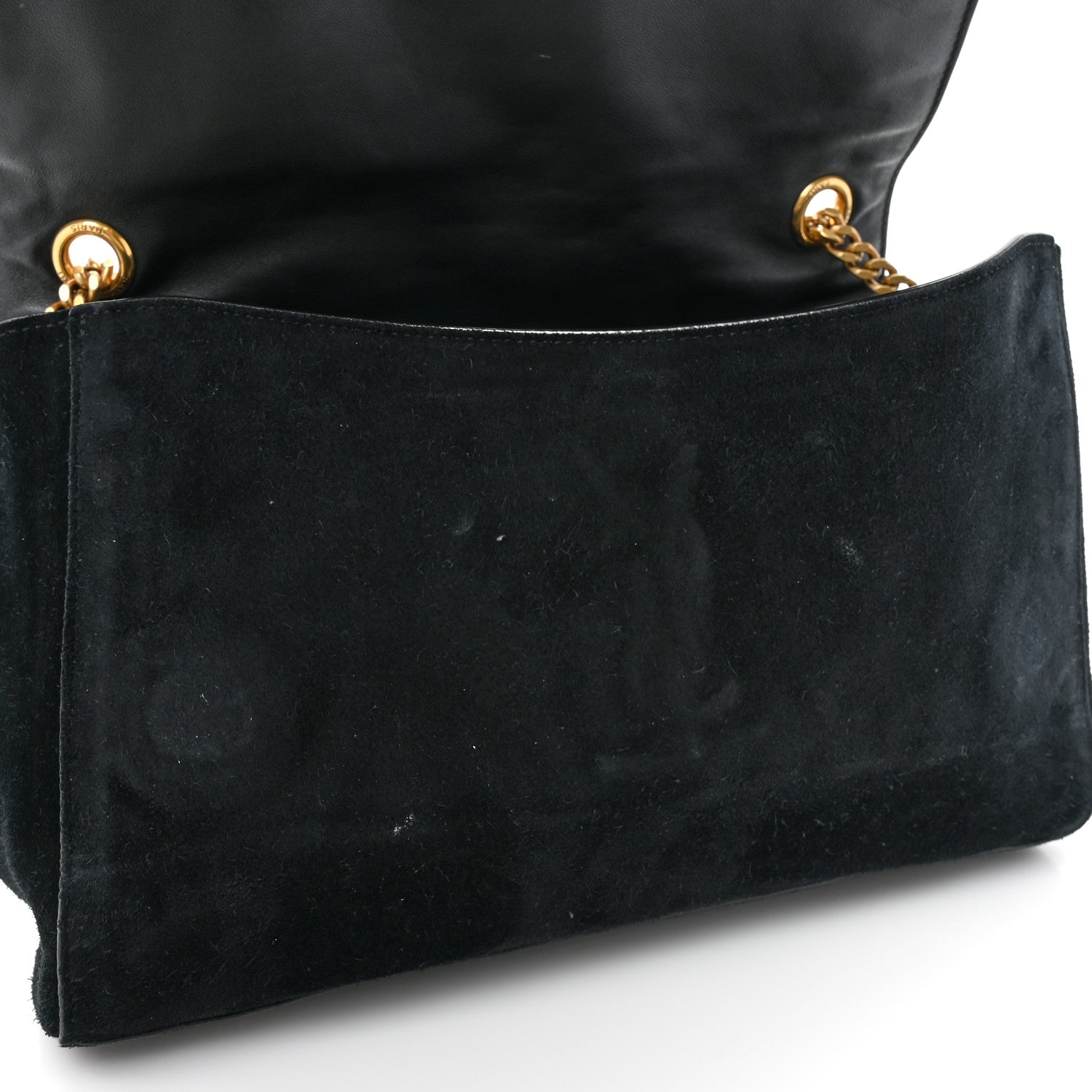 Saint Laurent Smooth Calfskin Suede Medium Reversible Monogram Kate Satchel Black 10 of 11