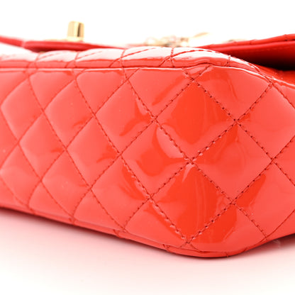 Chanel Patent Calfskin Quilted Valentine Charms Medium Single Flap Red 10 of 10