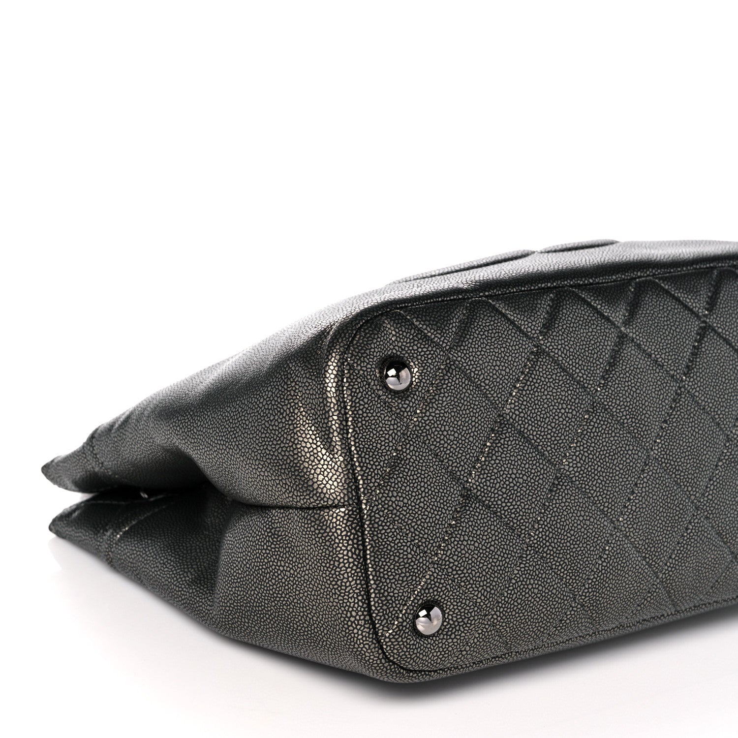 Chanel Metallic Caviar Quilted CC Timeless Tote Dark Silver 7 of 9