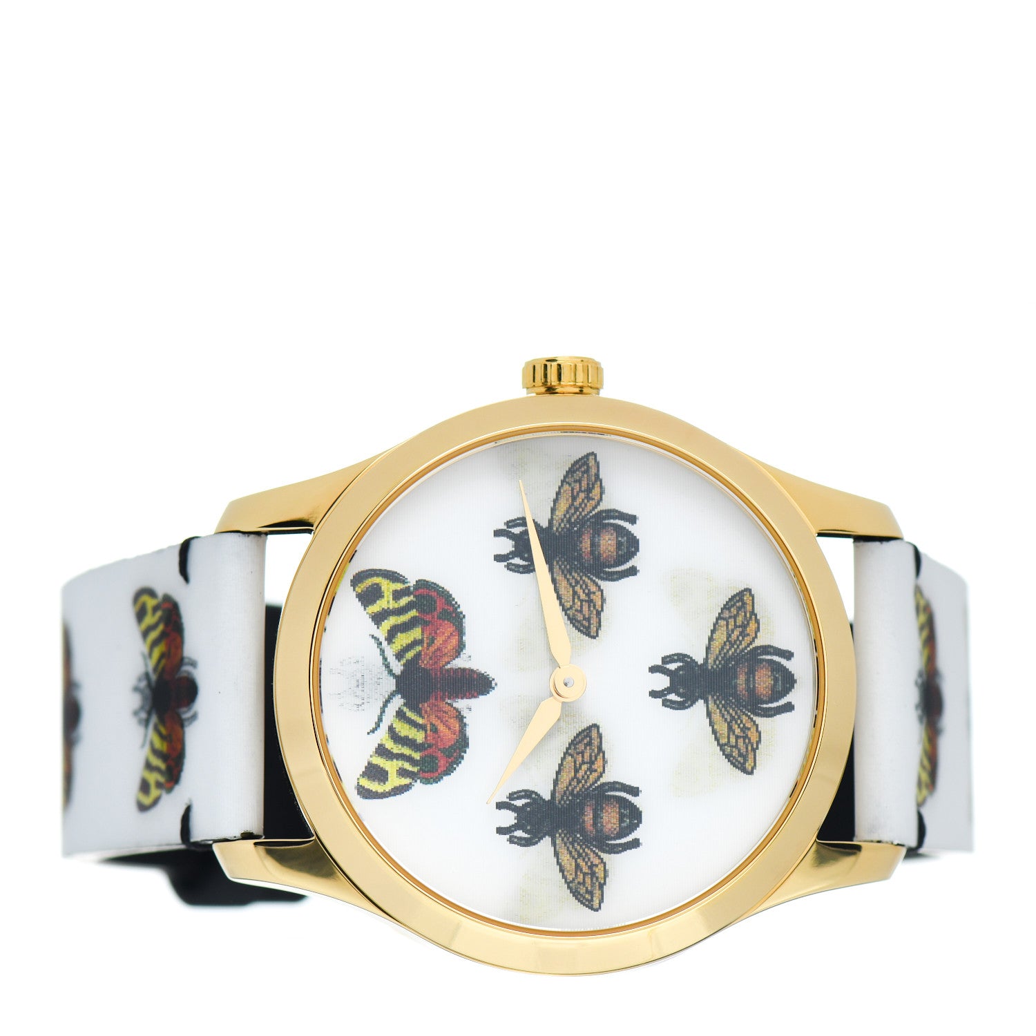 Gucci Stainless Steel Calfskin 38mm G-Timeless Bee Butterfly Hologram Quartz Watch 2 of 5