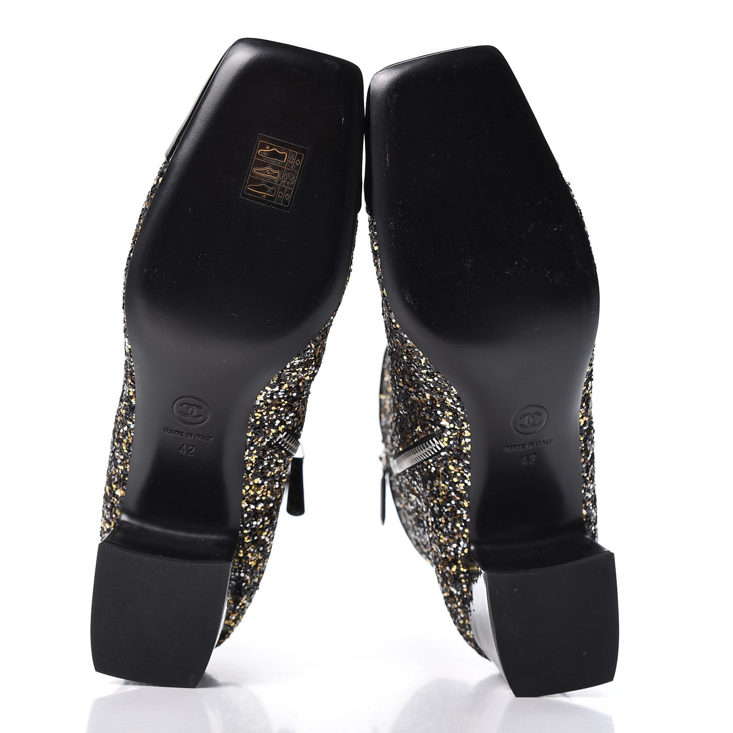 Glitter Patent Cap Toe Short Boots 42 Bronze Black