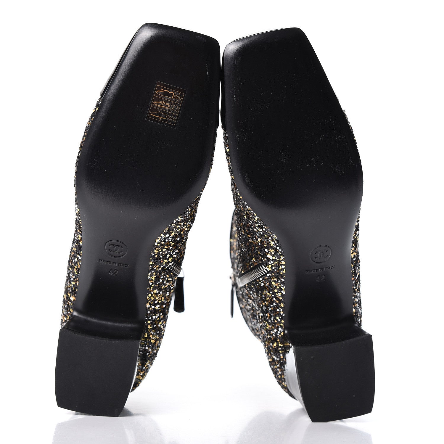 Chanel Glitter Patent Cap Toe Short Boots 42 Bronze Black 8 of 9